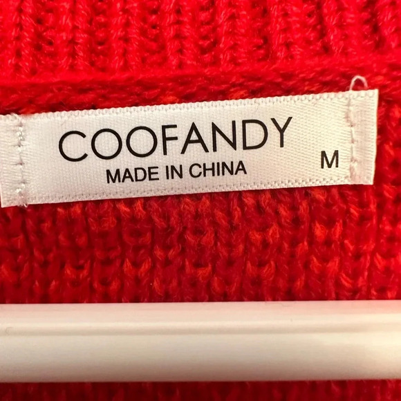 COOFANDY Christmas Ugly Xmas Reindeer Snowflake Shawl Collar Knitted Cardigan - Picture 4 of 7